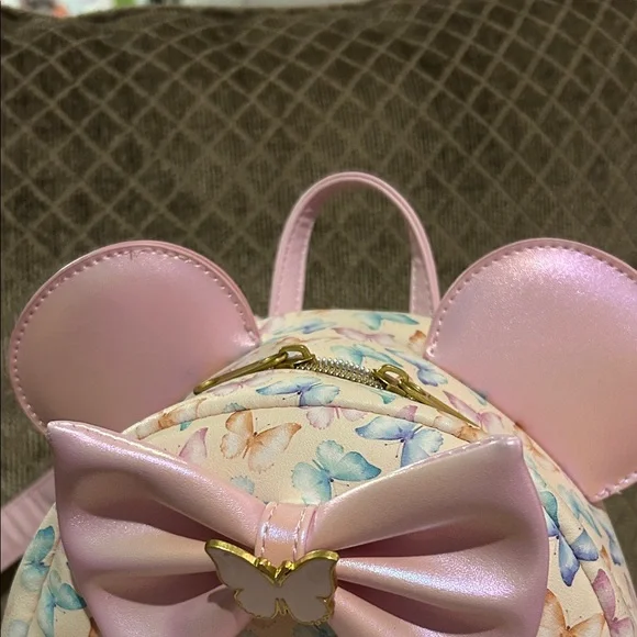 Disney Loungefly Butterfly Backpack with iridescent Pink Accents - Picture 6 of 8